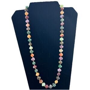 Vintage 1950’S ? Faux Semi Precious Stone Plastic Beaded Necklace MCM Gems